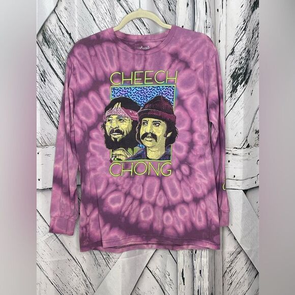 Cheech & Chong Long Sleeve T-Shirt Tie-Dye Purple M - Picture 1 of 4